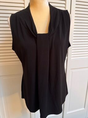 Chico's Black Sleeveless Drape-Neck Blouse size 2 (12/14) New